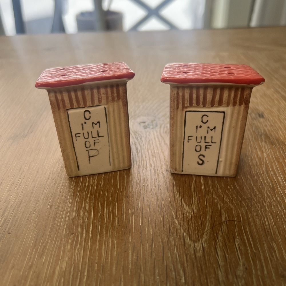 Outhouse‎ S&P Salt And Pepper Shakers 2 1/2  Inches Tall "C I'm Full Of S & P"